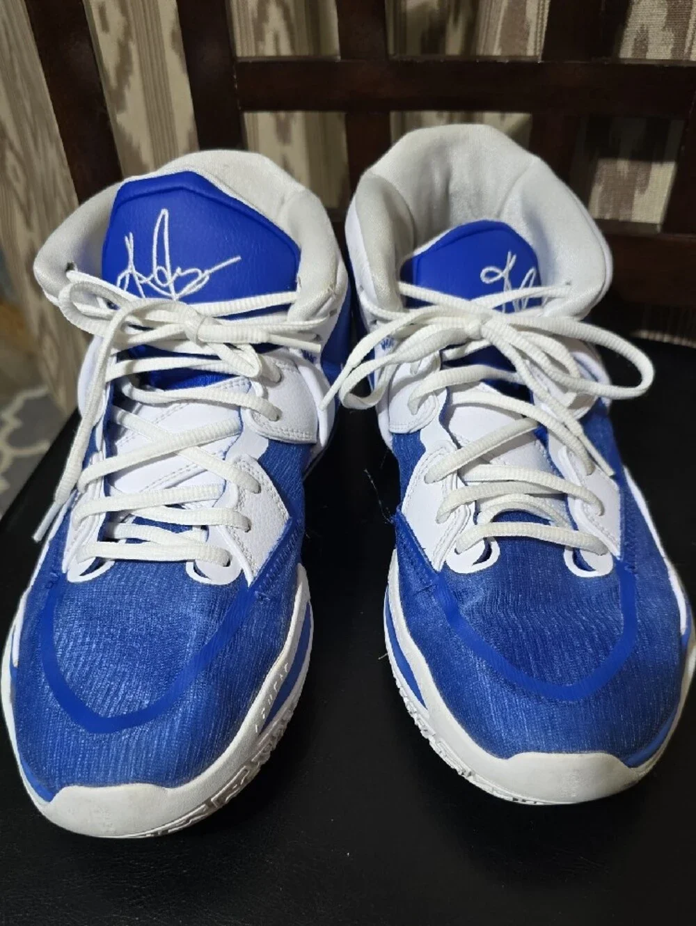 Nike Blue and White High-Top Basketball Sneakers